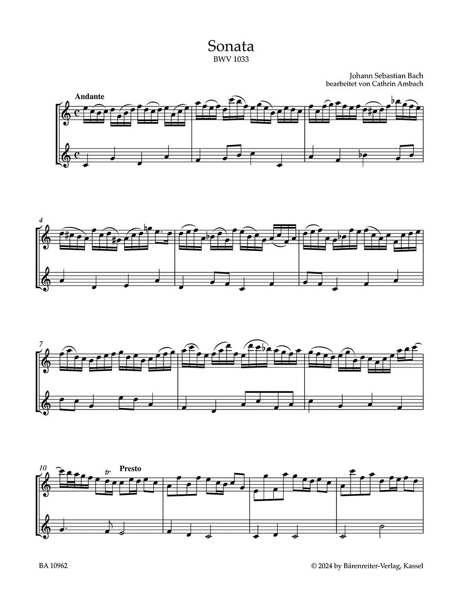 Three Sonatas for Flute and Basso continuo / obbligato Harpsichord BWV 1033, 1031, 1020 - Image 2