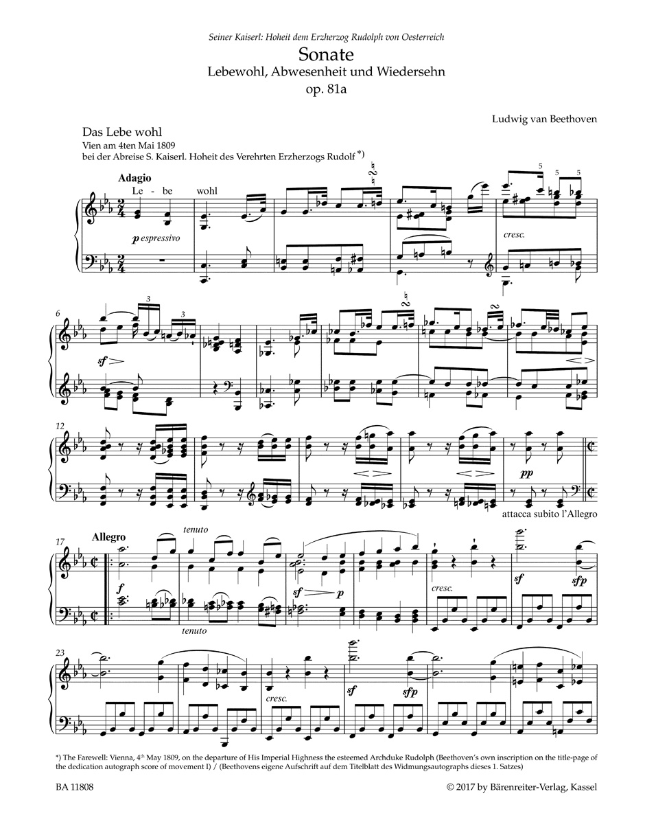 Sonata for Pianoforte in E-flat major op. 81a "Les Adieux" - Image 2