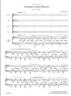 Cantique de Jean Racine for four-part Mixed Choir and Organ or Piano op. 11 N 42a
